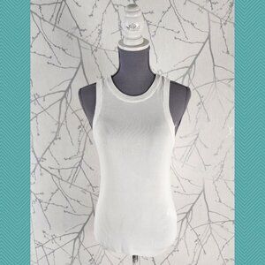 Zara White Knit Fitted Crewneck Tank